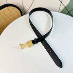 1:1  Montblanc Black Leather Belt with Gold Logo Buckle Slender Buckle 3.5cm